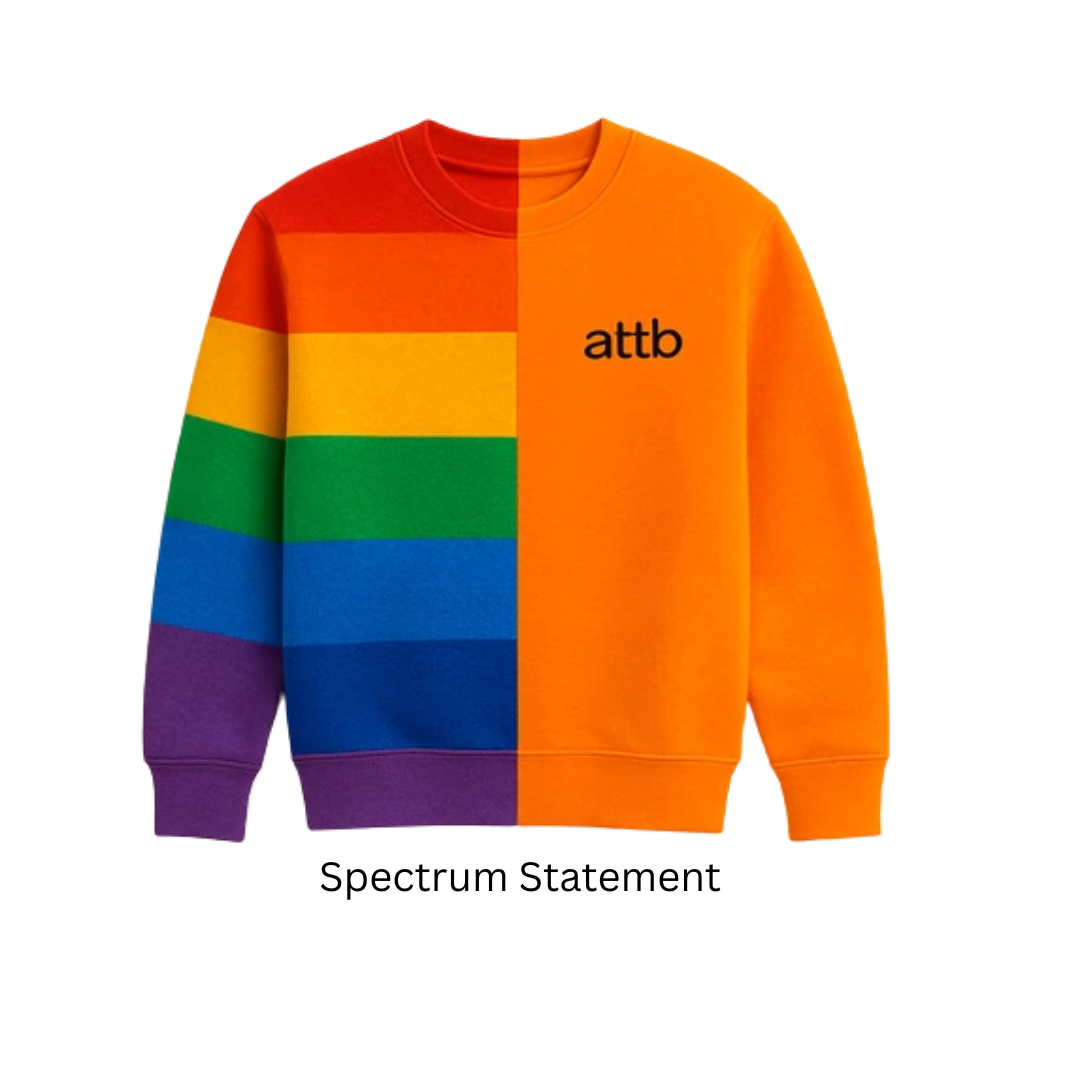 ATTB × Johnny Kaikllo “Spectrum Statement” Sweatshirt – Rainbow/Orange – Unisex