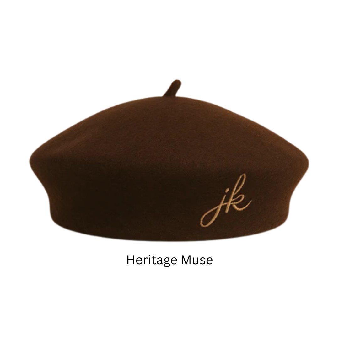ATTB × Johnny Kaikllo “Heritage Muse” Beret – Espresso Brown/Gold – Unisex Wool‑Blend