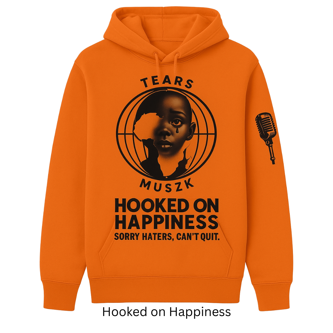 ATTB × Johnny Kaikllo “Hooked on Happiness” Hoodie – Orange/Black – Unisex