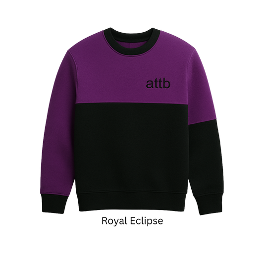 The “Royal Eclipse” Crewneck from ATTB (Among The Top Best) captures a bold
